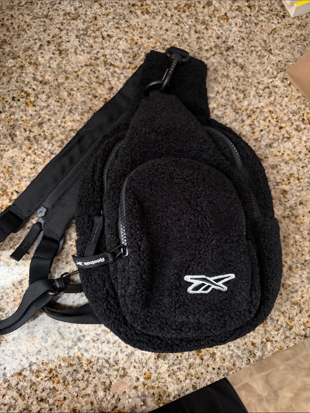 Reebok Black Sherpa Sling Bag with White Logo